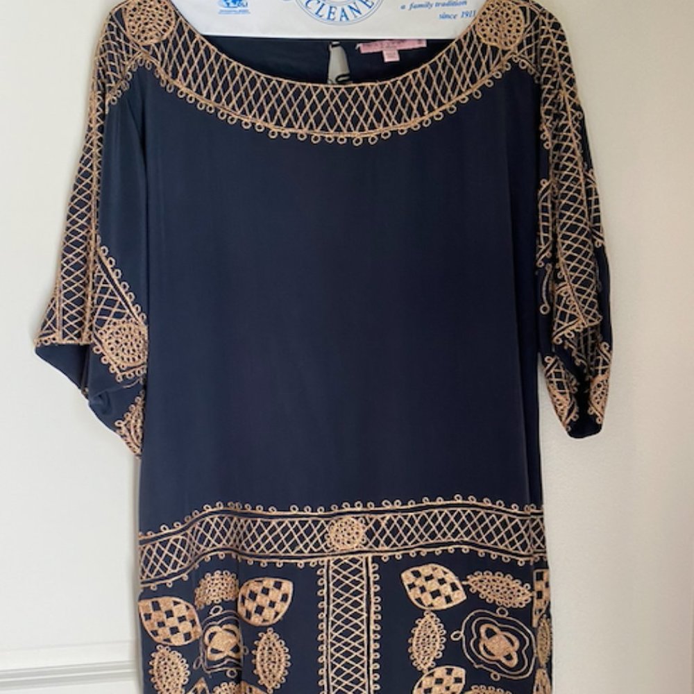Calypso St. Barth Gold Embroidered Shift Dress